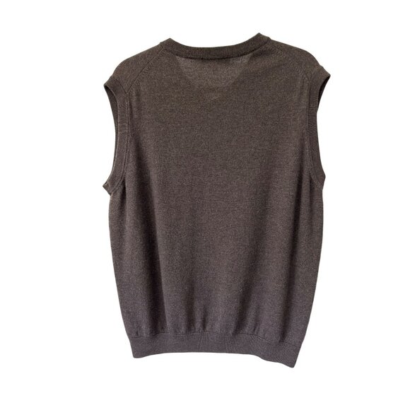 TURNBURY~ Mens Extra Fine Merino Wool V-Neck Sleeveless Sweater Vest Brown, XLT - Picture 9 of 10